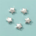 7.3mm Solid 925 Sterling Plain Silver Five-pointed Star Spacer Beads Flat Beads for Jewelry Making