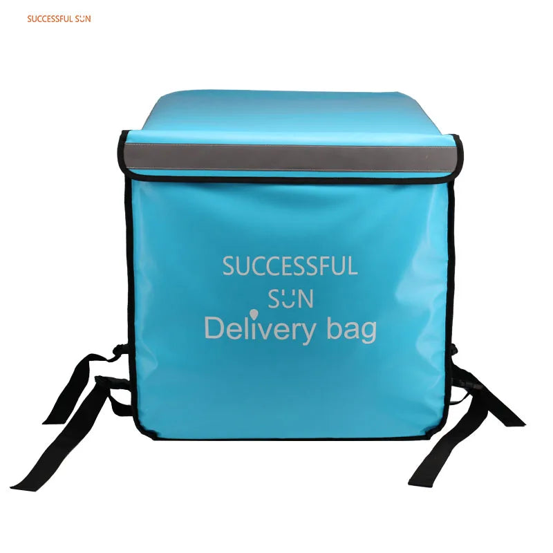 Wholesale Custom Logo Blue Front Opening Tarpaulin Thermal Cooler Bag Zipper Closure Waterproof Insulated Food Delivery Bag for