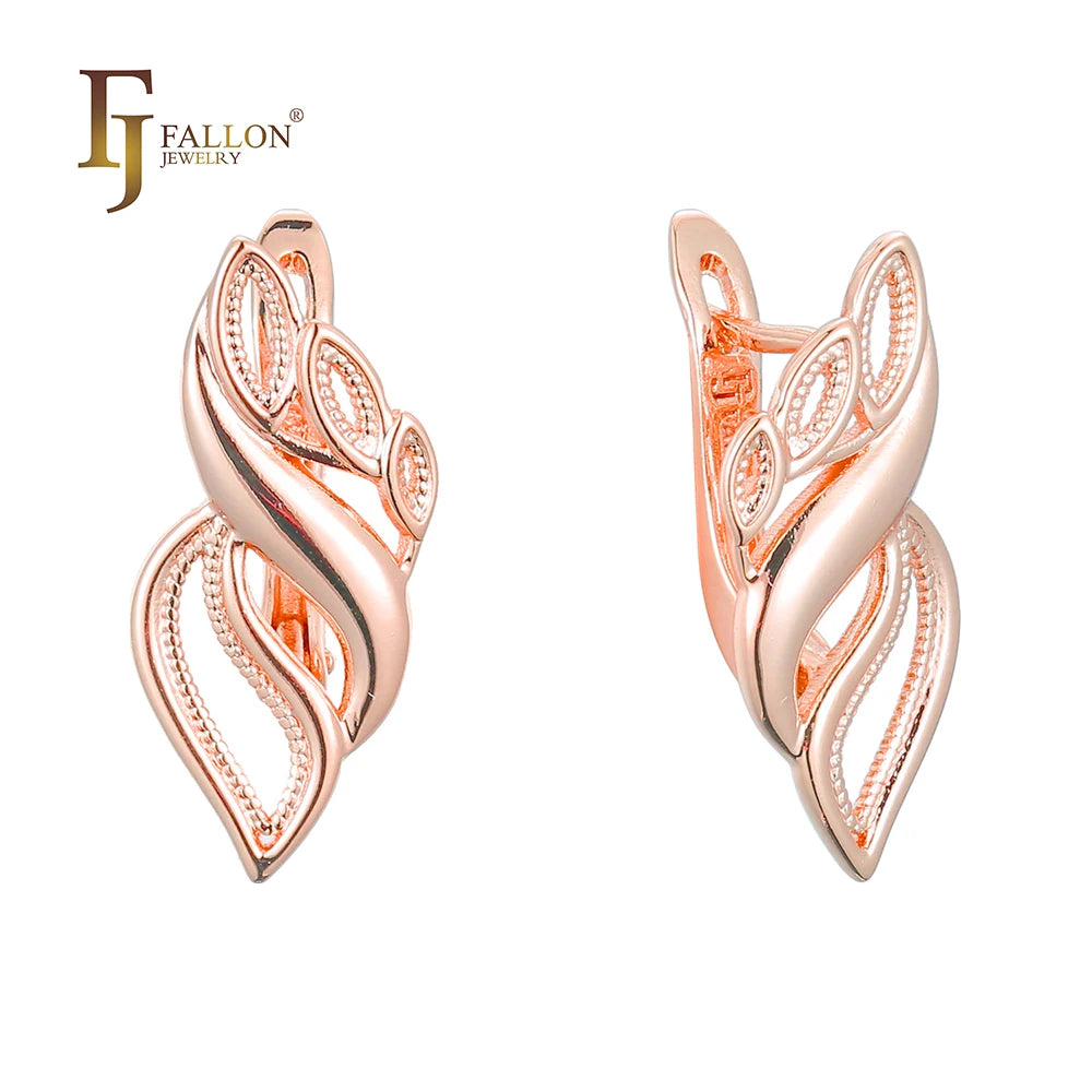 FJ Fallon Fashion Jewelry Earrings Plated in 585 Rose Gold Brass Based