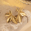 Hot Selling Hyperbole Style 18K Gold Plated Jewelry Waterproof Leaf Petal Stainless Steel Stud Earring