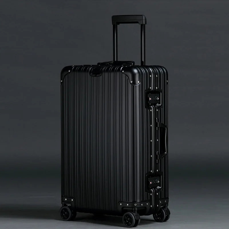 High Class Pure AL-MG Luggage case Metallic Suitcase with Spinner Wheels Famous Design Luggage Carry on Trolley Bag