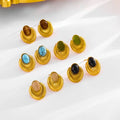 4 Color New High-quality 18K Gold Plated Geometric Turquoise Hoop Earring Stainless Steel Jewelry