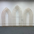 Set of 3 Shiny Gold Metal Arch Flower Backdrop Stands Wedding Decorative Centerpiece Iron Material Wedding Arch