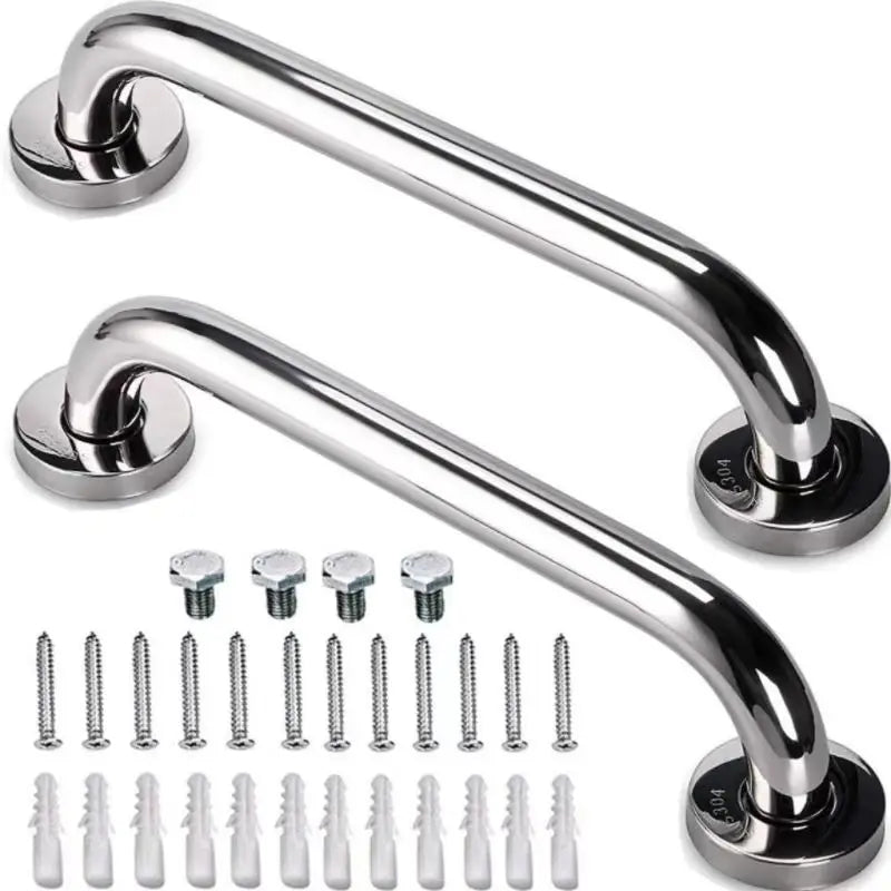 500lbs Handicap Anti slip Elderly Toilet Safety Rail 1" Chrome Stainless Steel Black Grab bar 60cm 2 Pack Grab Shower Bars