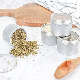 Factory Wholesale 4oz Clear Window Spice Tins in Bulk for Candy & Pet Food 60Dx46.5Hmm