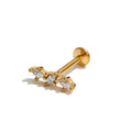 JINYOU 0106 Minimalist PVD Gold Plated Piercing Jewelry Stainless Steel Triple Cubic Zirconia Pierced Earrings MegaBDM
