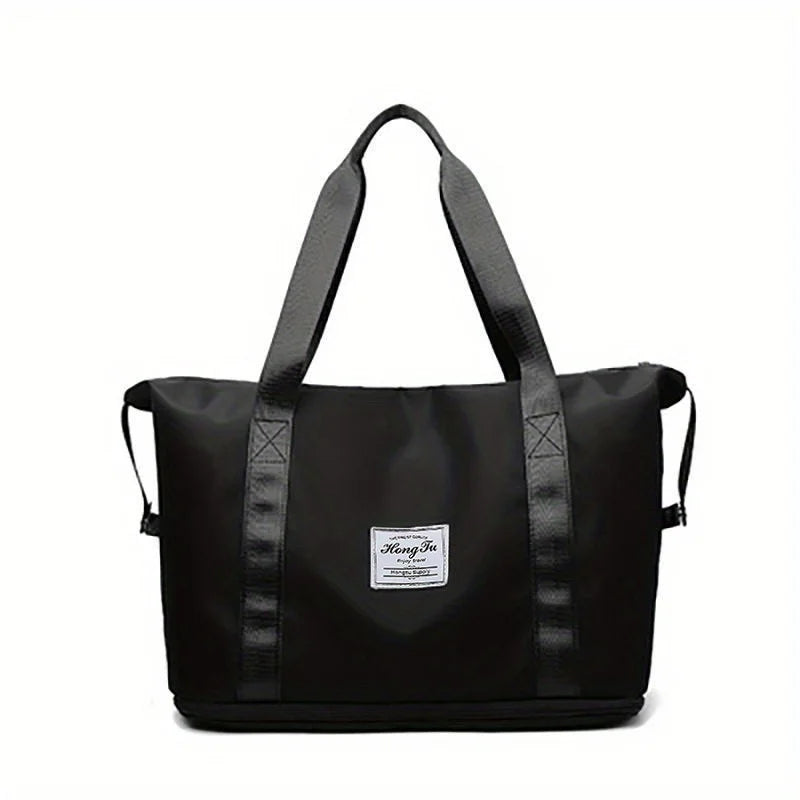 Stylish Nylon Duffel Bag with Zipper Closure Large Capacity Waterproof Foldable Fitness Travel Shoulder Tote for Hand Luggage