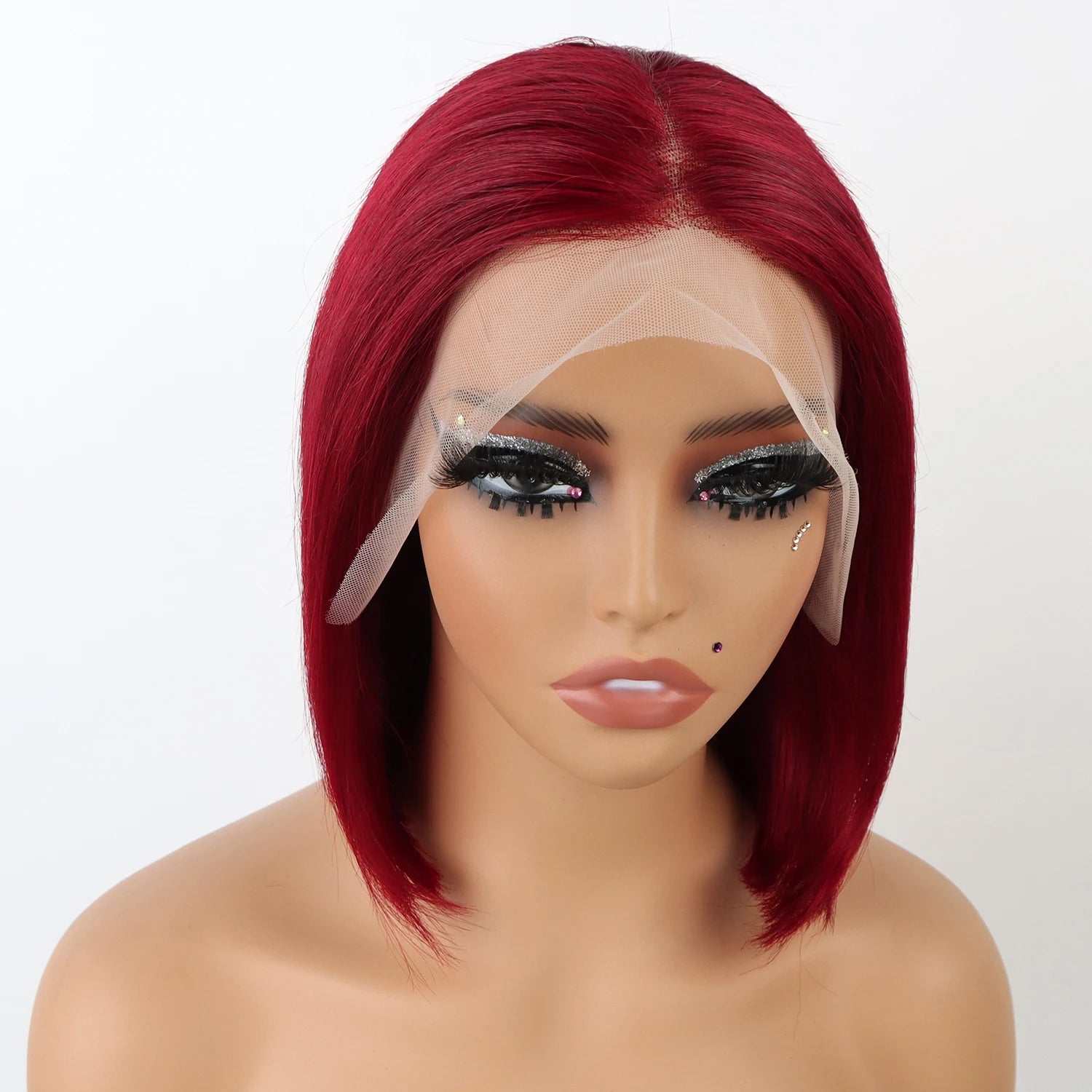 Wholesale Hair Vendor 13x4 Lace Frontal Bob Wig 180% Density Straight Burgundy Ginger Highlight Colored Short Wigs Pre Plucked