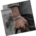DAIHE Popular Classic Adjustable Opening Bracelet Fashion Mature Silver Plated Bracelet Vintage Feather Bracelet for Men