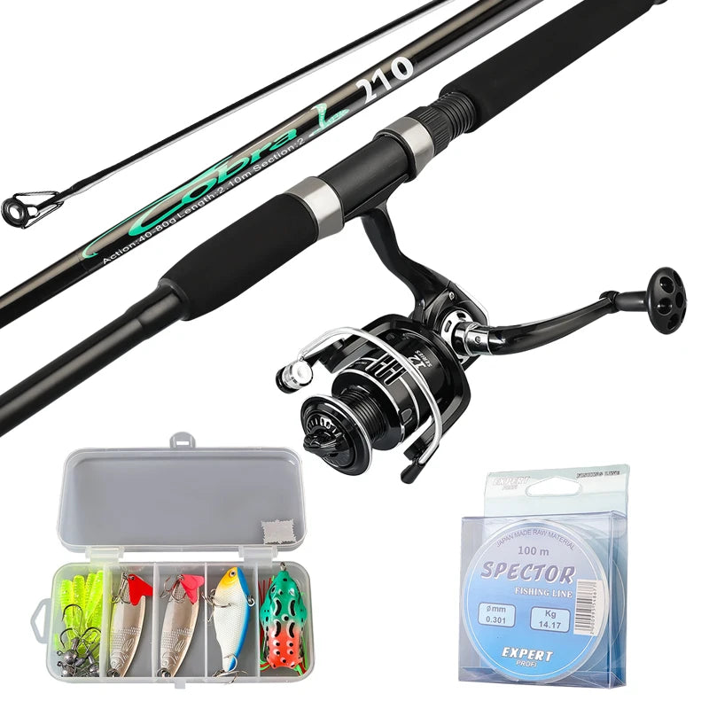2.1m 2.4m 40-80g Bass Full Set Fishing Rod and Reel Combo Spinning Fishing Rod Combo Set