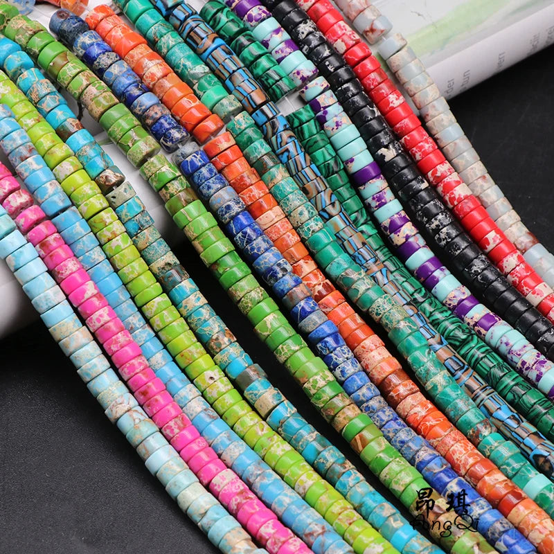 Wholesale 3x6mm Sea Sediment Jasper Beads Loose Rondelle Wheel Shape Heishi Beads Beads for Jewelry Making