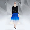 Pleated Ruched Chiffon Plus Size Ladies 2024 New Autumn Style Color Blocking Natural Waist Woven Loose Women Dress