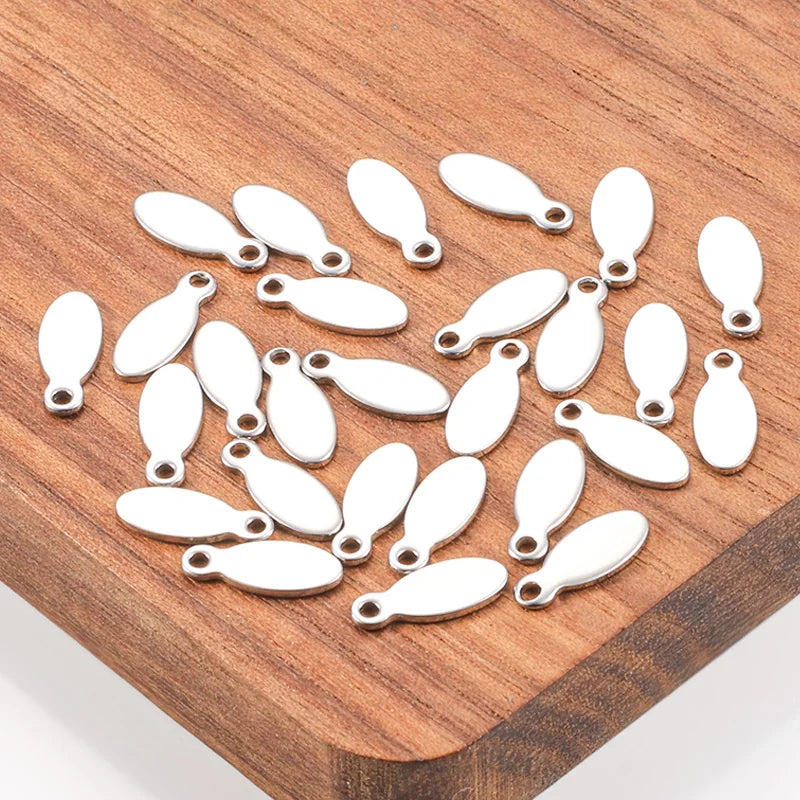 Stainless Steel Teardrop Tag Label Laser/Engraved for Jewelry Necklace Extension Chain with Tail Making Jewelry Findings
