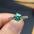 Wholesale 1Carat Green Moissanite Ring 925 Sterling Silver Vintage Style Waterproof Certified Classic CMA