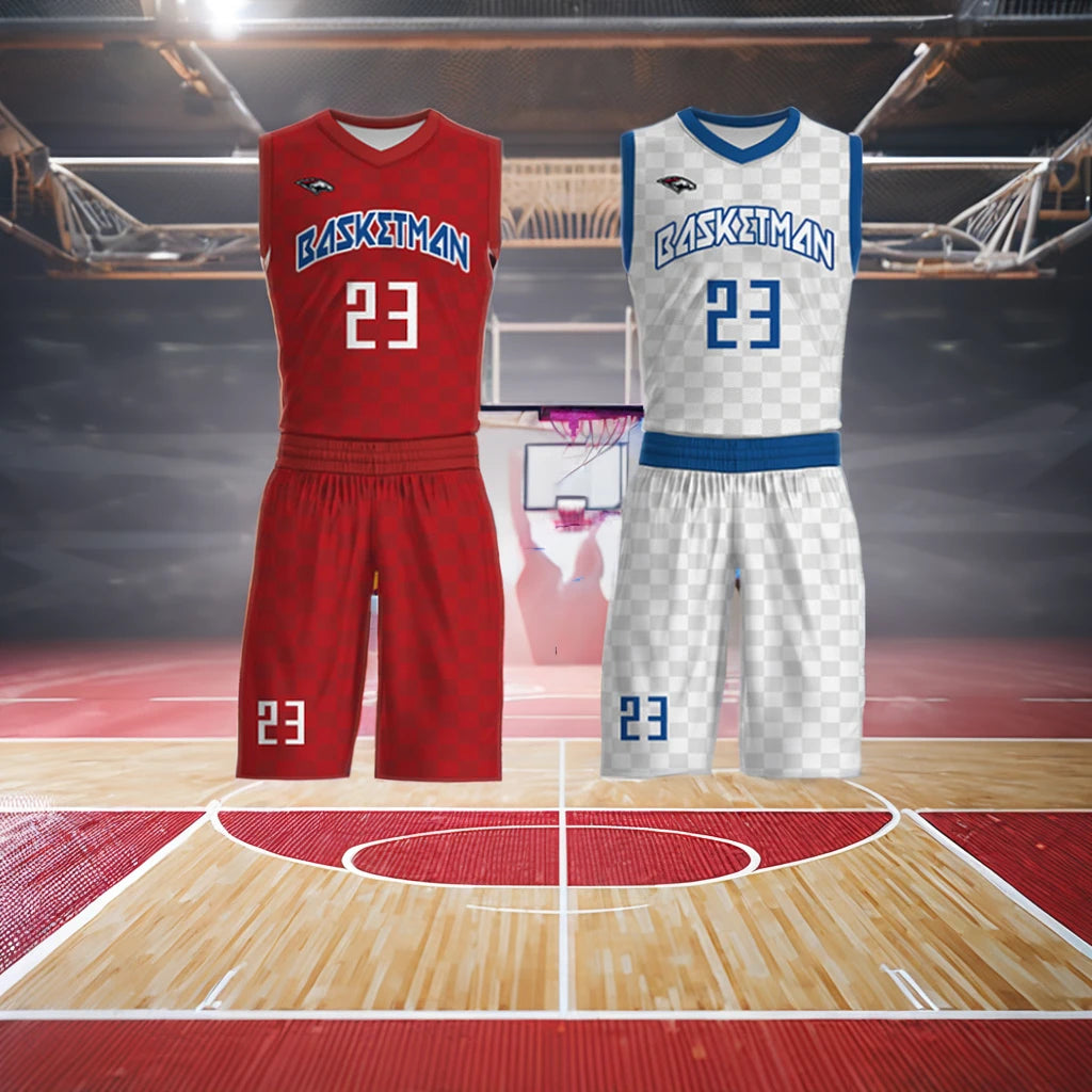 BASKETMAN Men's Breathable Sportswear Basketball Uniform Set Quick Dry Jerseys Sublimation Printed Club Team Name Number Logos