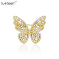 LUOTEEMI Fashion Sparking Beautiful Cubic Zircon Paved Elegant Wedding Women Clothing Coat Jewelry Butterfly Brooches