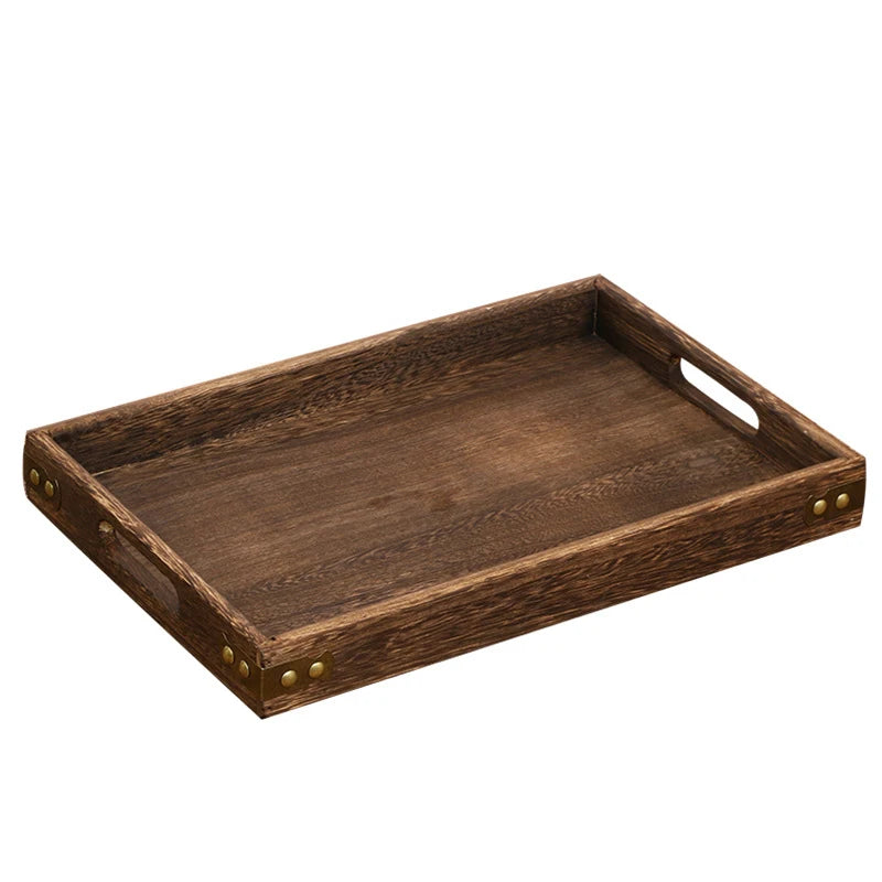 Japanese-Style Paulownia Wood Tray Rectangular Solid Fruit and Hotel Tray Classic Carved Tableware for Kitchen Bar Wholesale