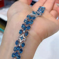 Luxurious Rhodium Plated Silver 925 Jewelry Natural London Blue Topaz Bracelet for Women Fine Bracelets