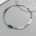 New Fashion Bohemian Chic Turquoise Tiger Eye Stone Necklace with Freshwater Pearl and Colored Beads Chic Jewelry Accessory