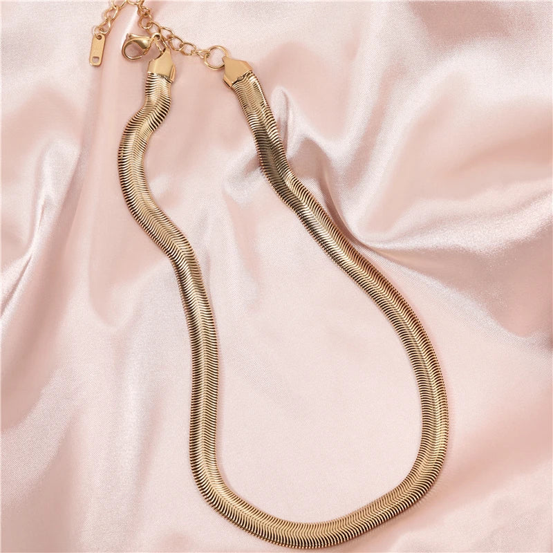 Joolim Jewelry Customized 18K Pvd Gold Plated Snake Chain Necklace Stainless Steel Bracelet  Fashion Jewelry for Women