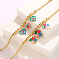 Latest Creative Cross-Border Titanium Steel Bracelet Colorful Oil Dripping Flower Heart Charms Jewelry Women Bracelets