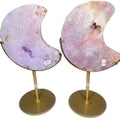 Kindfull Wholesale High Quality Pink Amethyst Druzy Moon Healing Crystal Quartz Moon Craft for Sale