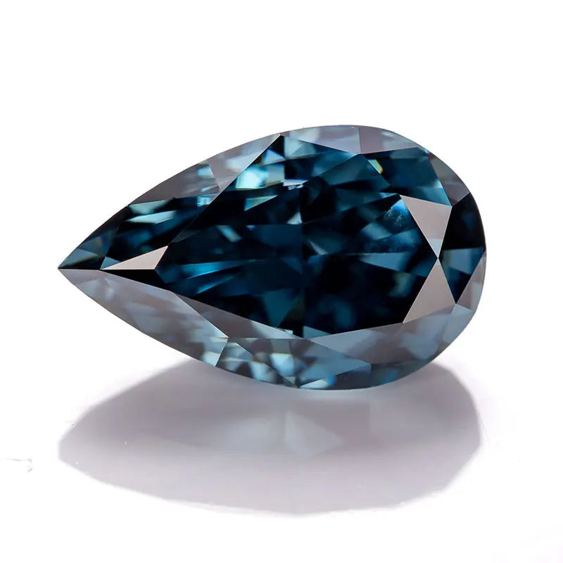 Holycome Hot Crushed Ice Pear Cut GRA Certificated Vivid Blue  VVS1 Loose  Moissanite Diamond Jewelry Making  Synthetic Stones