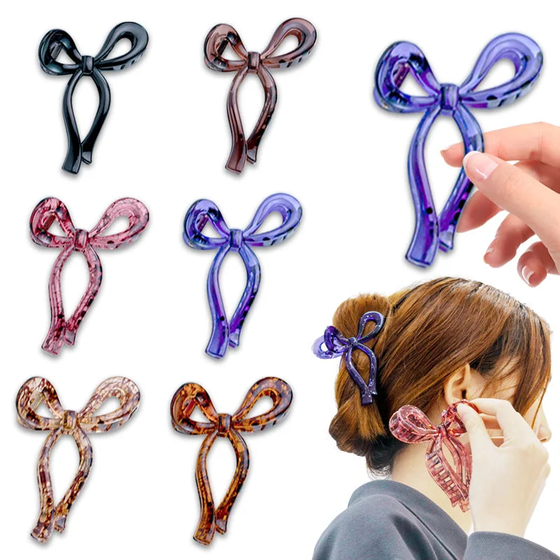 New Arrival Ins  Bow Shape 11cm 4.33 Inch Sweet Cute Large Hair Claw for Woman PC ABS Artstar 8393
