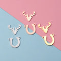 Hot Selling Mirror Stainless Steel Deer Antlers and Horse Hooves DIY Personalized Customizable Double Hole Pendant Accessories