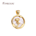 18K Real Gold Plated Rose Pendant Natural Shell Round Charms for DIY Necklace Making Crafts Jewelry Findings & Components