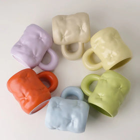 Drop Shipping Luxury Pure Color Simple Ceramic Cup Creative Ceramic Cup Chubby Handle Coffee Mug Lovers Water Ceramic Mug
