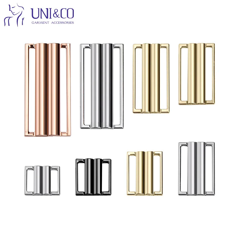 Logo Engraved Zinc Alloy Nickel-free Swimwear Accessories Metal Bikini Clasp Bra Front Closure
