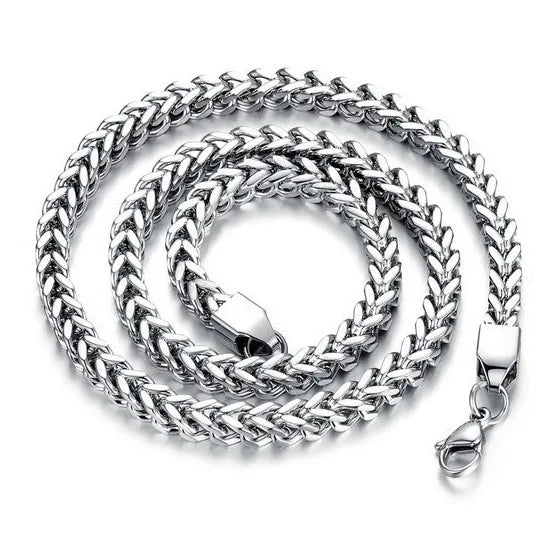 6mm Wide Silver Stainless Steel Big Thick Heavy Cube Curb Link Chain Men's Chunky Necklace