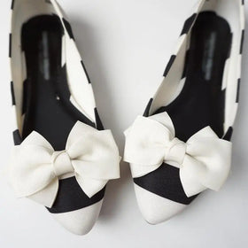Handmade Cute White Bowknot Fancy Removable Shoe Clips Accessories Fabric Shoe Brooch for Ladies Wedding Shoes Decoration