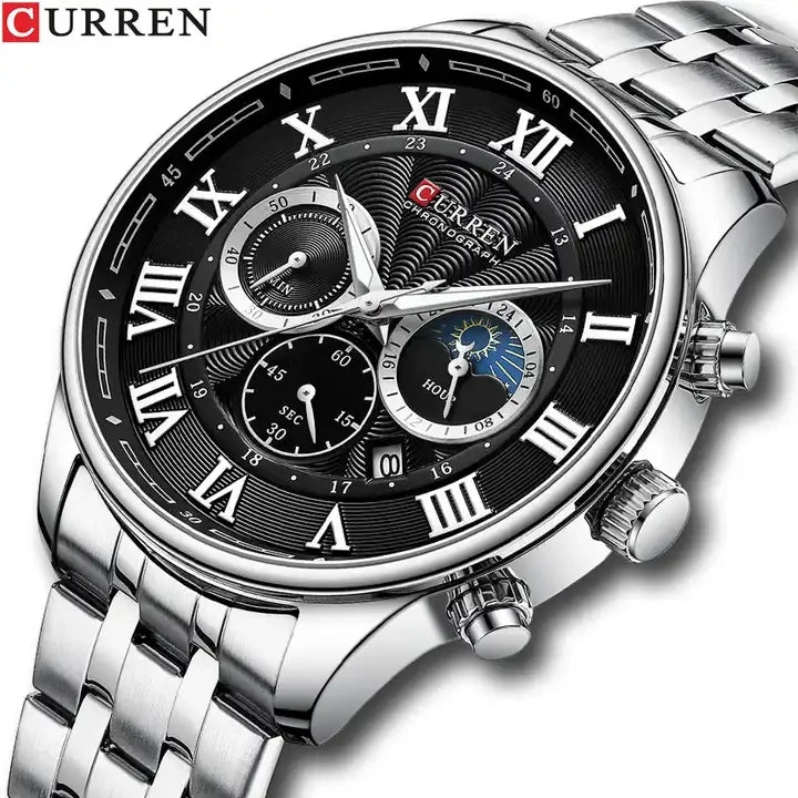 CURREN 8427 NEW Fashion Casual Quartz Watches for Men Sporty Chronograph Stainless Steel Band Wristwatches Male