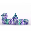 7pcs Polyhedral Glitter Resin RPG Dice Dungeons and Dragons Sharp Edge Liquid Core for D&D Players