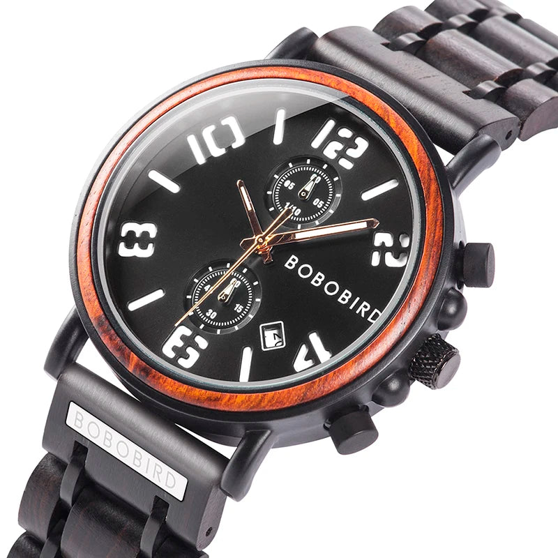 Fast Delivery eco-friendly BOBO BIRD New Design Watch Wood Wristwatch With Timepieces Chronograph Wood Watches Men Luxury