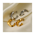ERESI New Design Trendy Jewelry Hot Selling CC Shape Earring 18k PVD Real Gold Plated Stainless Steel Hoop Earring for Women