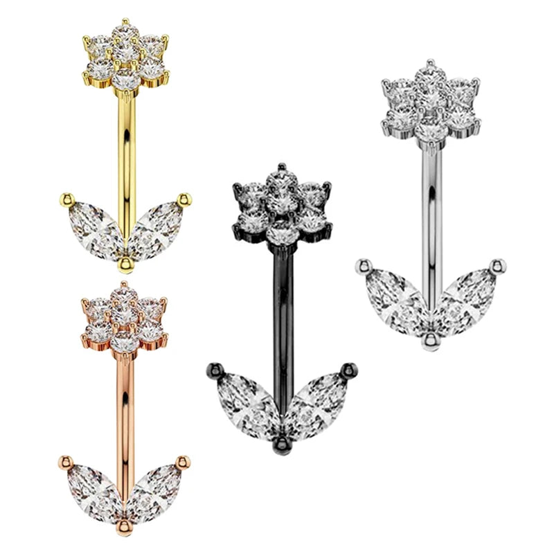 Sexy Navel Piercing Belly Button Rings Crystal Zircon Dangling Ombligo Party Stud Barbell Woman Body Stainless Steel Heart Shape