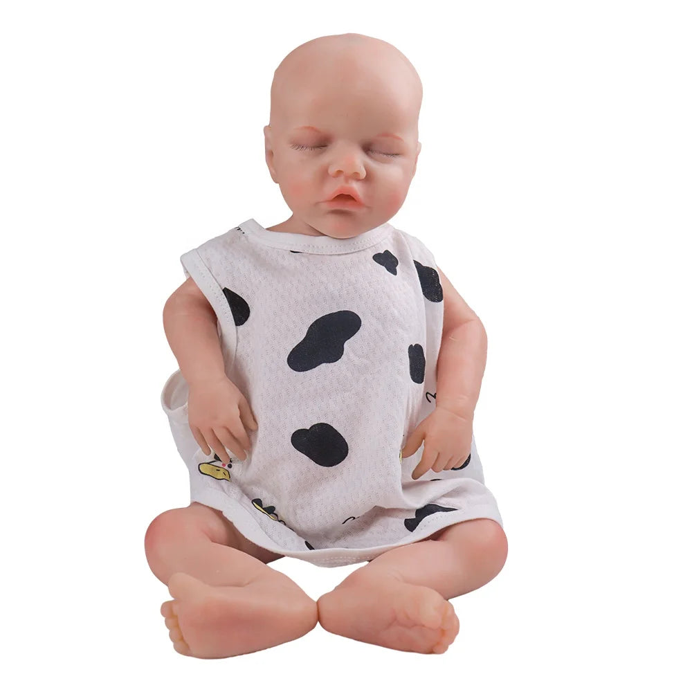 Realistic B Type Soft 17 Inch 43Cm Full Solid Silicone Sleepy Closed Eyes Reborn Baby Boy for Small Kids Toy 2.5Kg 5.3Lbs Weight