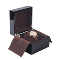 Low MOQ Custom Logo Single High Glossy Lacquer Wooden Watch Box Silver Plate Wooden Packaging case Watch Box