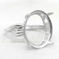 Sterling Silver 15*18mm Semi Mount Ring Empty Frame Blank Support Claws Setting S925 Base Holder Without Center Stone for Inlay