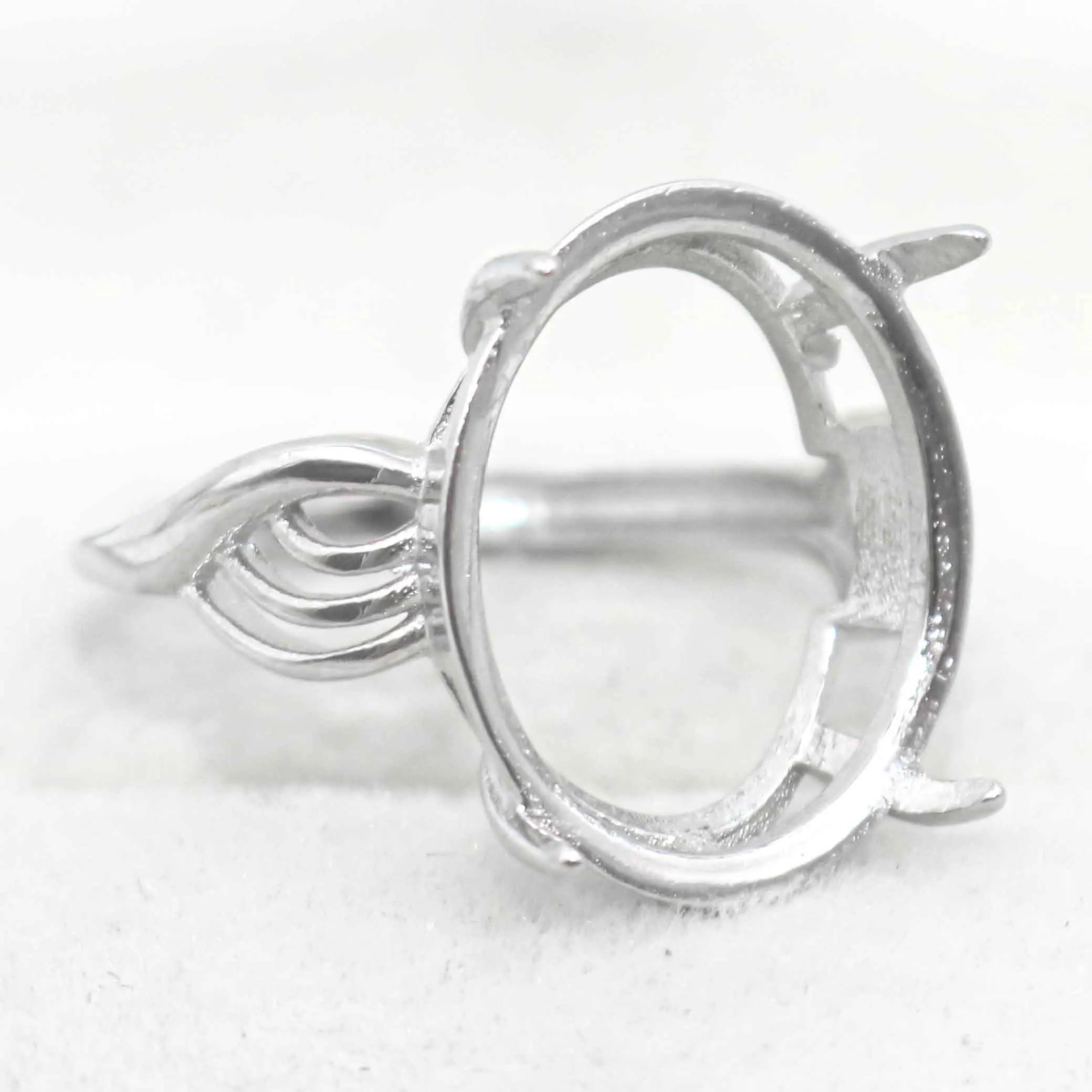 Sterling Silver 15*18mm Semi Mount Ring Empty Frame Blank Support Claws Setting S925 Base Holder Without Center Stone for Inlay