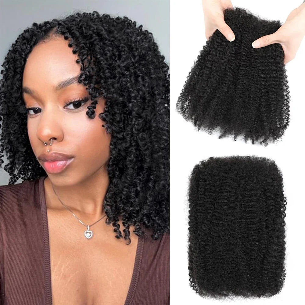 Virgin Brazilian Remy Braiding Soft Afro Kinky Bulk Single Weft Hair Extensions Double Drawn Locs Dreadlock Raw Afro Cheveux