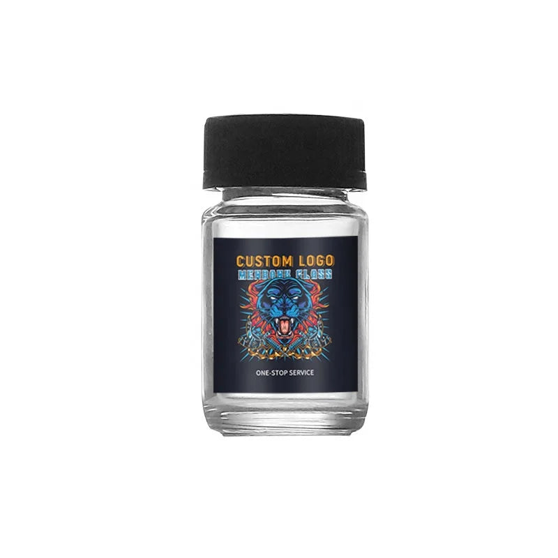 Custom Packaging logo Child Resistant Thick Wall Round Shape 45ml Baby jeeter Glass Jar with Black CR Lid