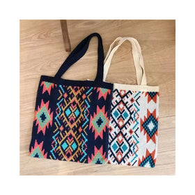 Ins Popular New Design Colorful Knitted Cotton Tote Bag Women Tote Shopping Bag for 2025