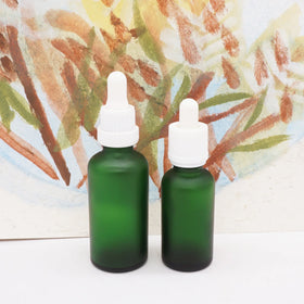 50ml Dark Green Hair Oil Glass Bottle with Black Stoppers