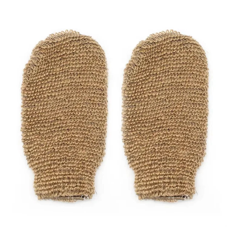 100% Natural Eco-Friendly Durable Brown Hemp Body Shower Scrubber Exfoliating Bath Mitt Jute Bath Glove for Women and Men