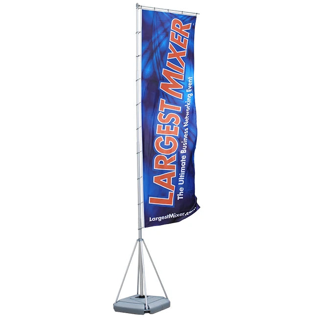 Customized Large Advertising Telescopic Metal Flag Pole Square-Shaped Outdoor Banner Stand with Water Base for Display