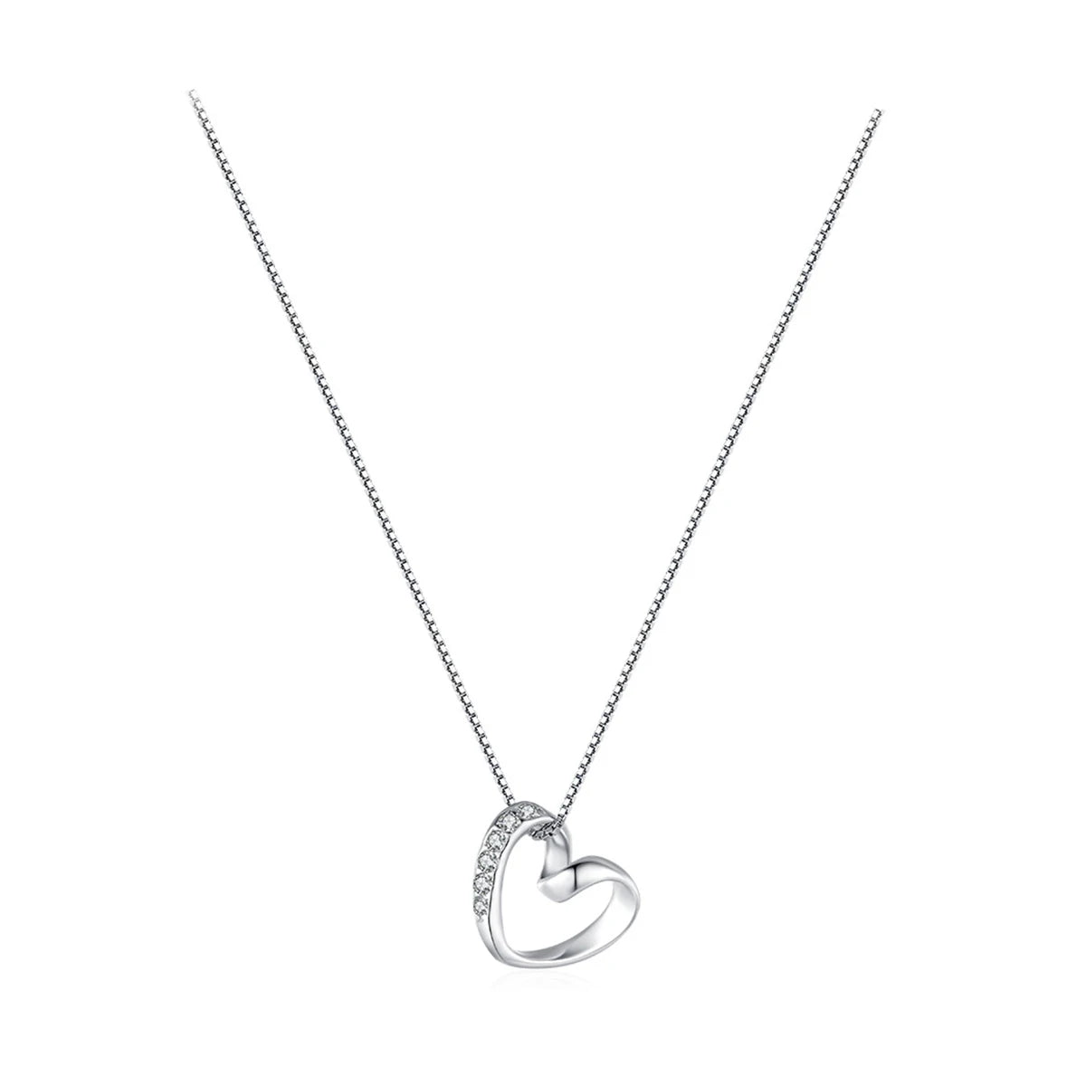 High Quality Silver Necklace Heart Shape Lover Pendant Necklace Valentine Day Zircon Necklace Jewelry Chain